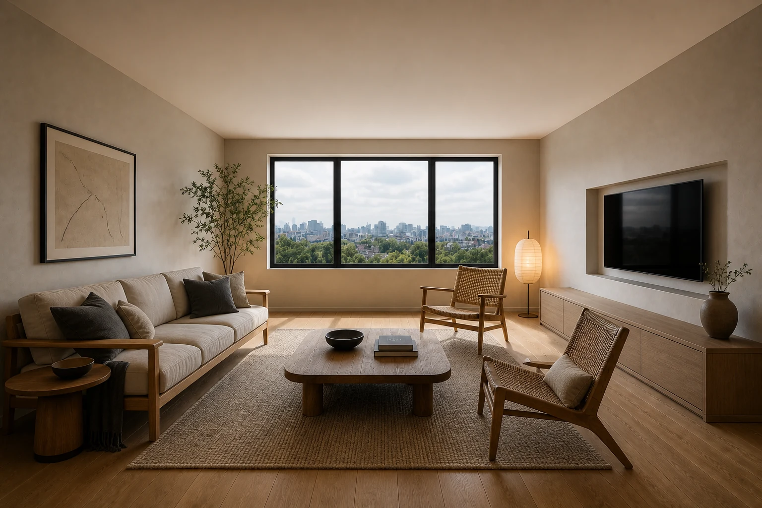 Japandi interpretation of the fixed Spatial Design Atlas room